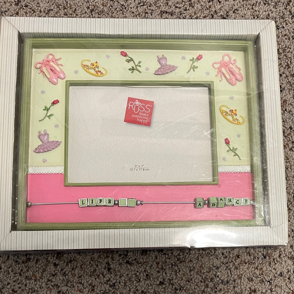 Russ Berrie Pink & Green 'Life Dance' Ballet Picture Frame 5x7 photo